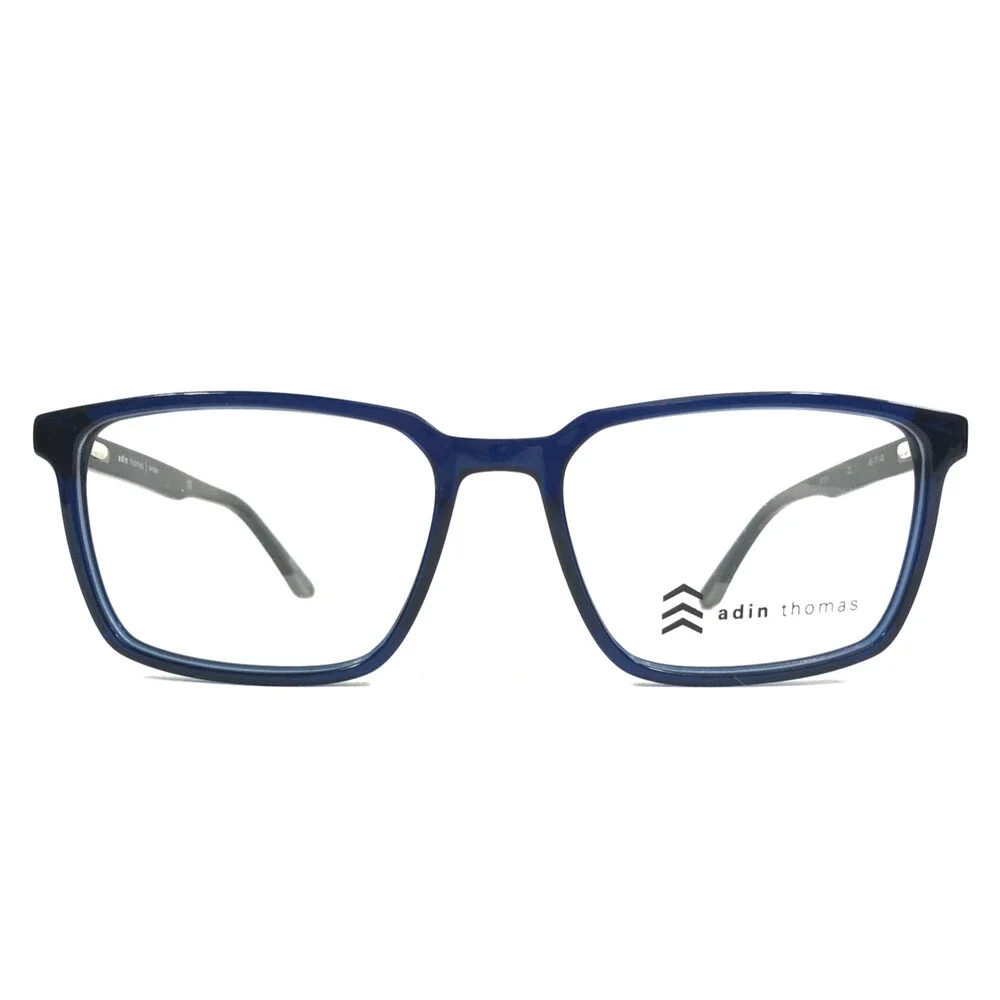 Adin Thomas Eyeglasses Frames AT-514 C3 Matte Navy Blue Gray Square 55-17-148